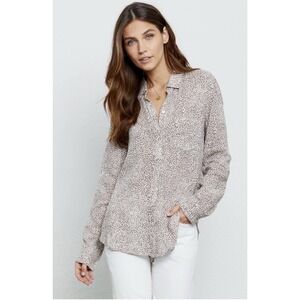 Rails Tan Leopard Print Silk Button Down Shirt Sz. XS Casual Career Preppy